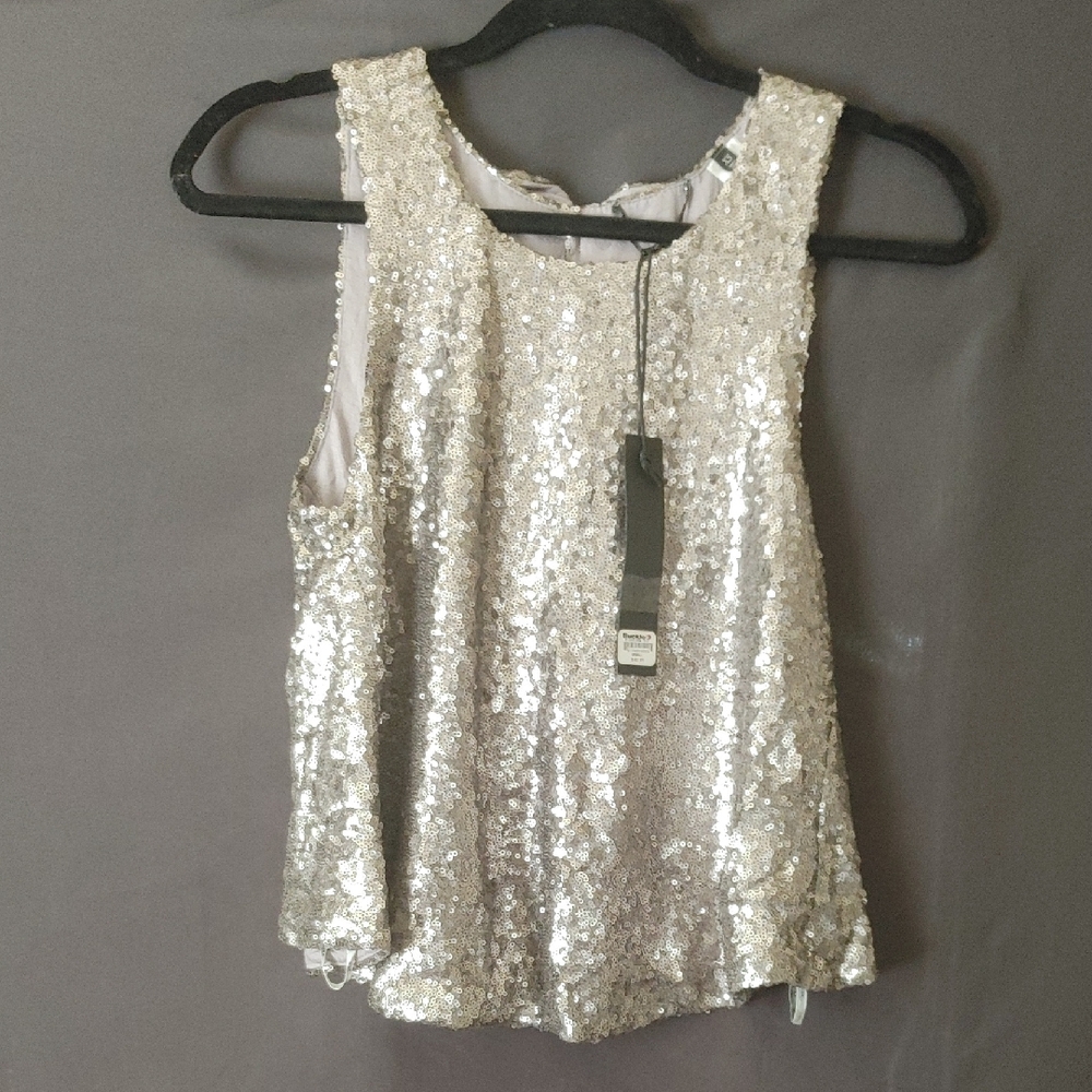 BKE Silver Sequin Tank Top